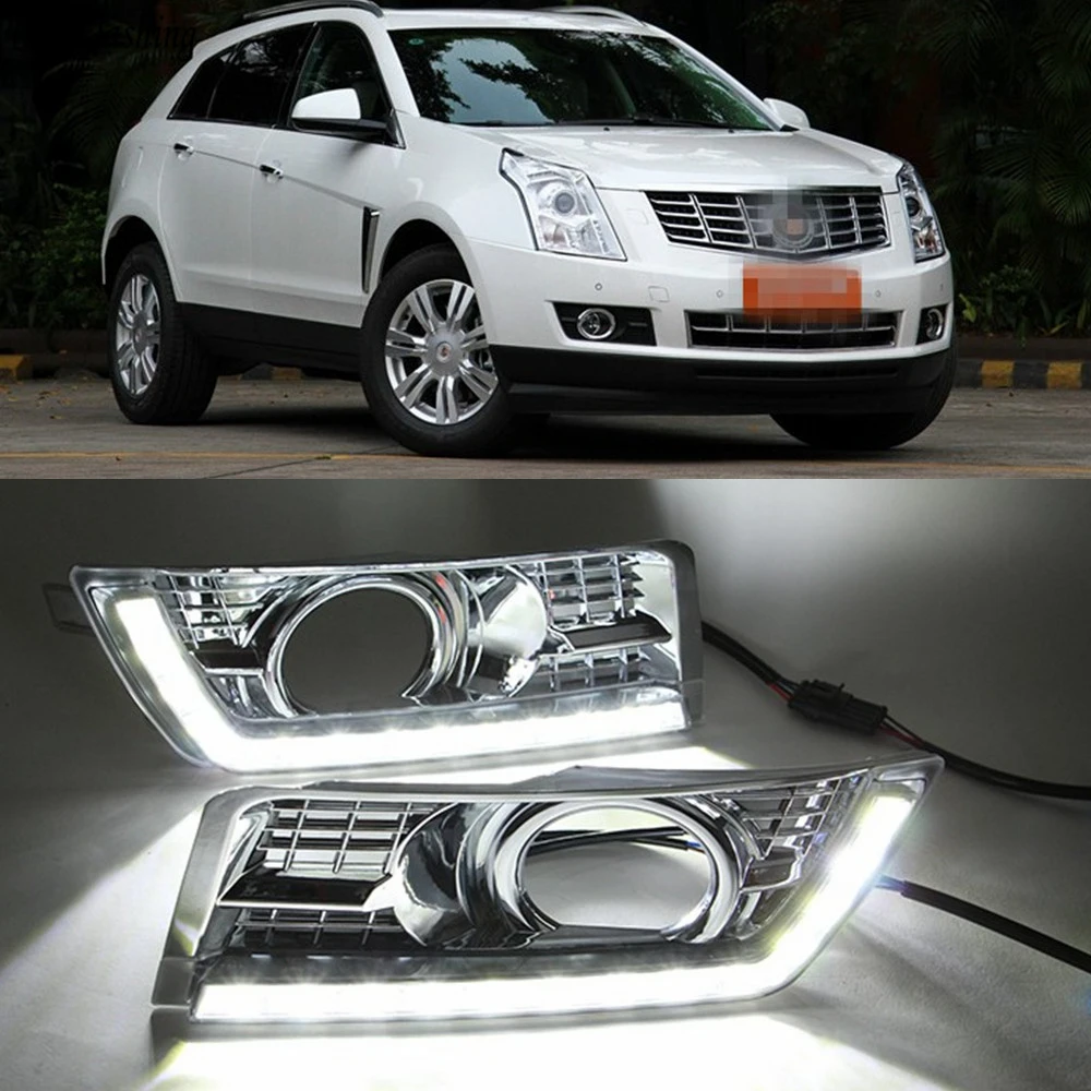 

Car Flashing 1 Set DRL Daytime Running Light Daylight With Yellow Turn Signal Fog Lamp For Cadillac SRX 2016 2015 2014 2013 2012