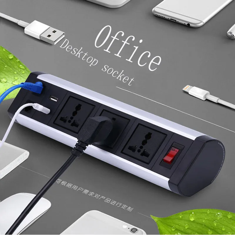 

2 USB 220V 10A desk top socket panel furniture table clip socket