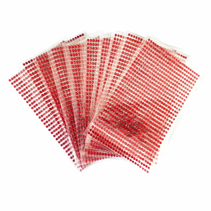 

10sheets/bag 3mm Diy Stickers Decal Mobile Art red Crystal Diamond Rhinestone Self Adhesive Scrapbooking Picture frames Stickers