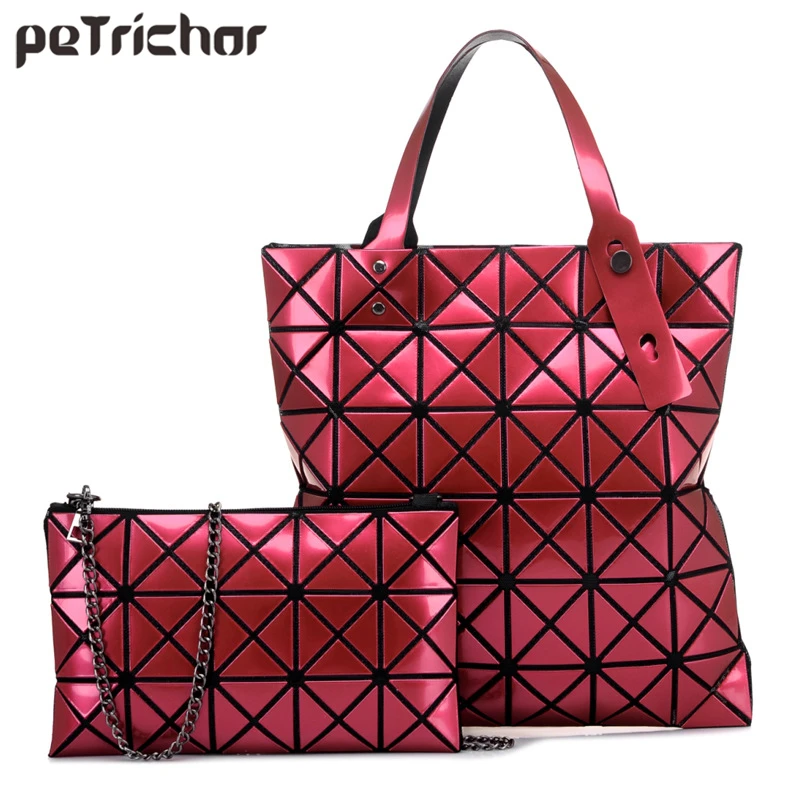 

2 Pcs Ladies Composite Bag Set Folded Geometric Plaid Messenger Bag Women Fashion Casual Tote Purse Shoulder Bags Bolsas Handbag