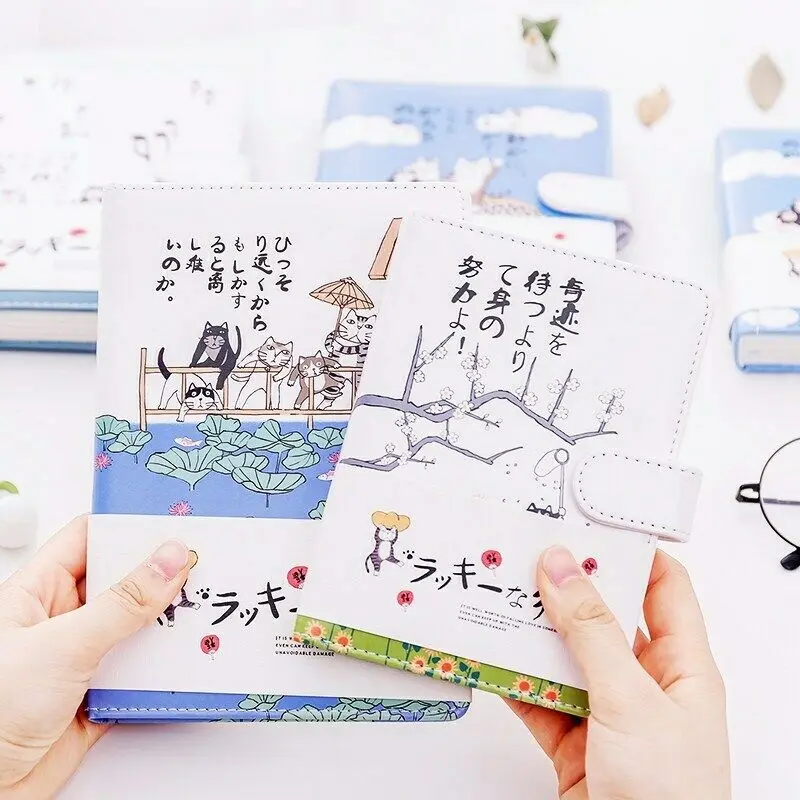 

Cute Cat PU Notebook Stationery Student Small Fresh Color Page Handbook Notebook