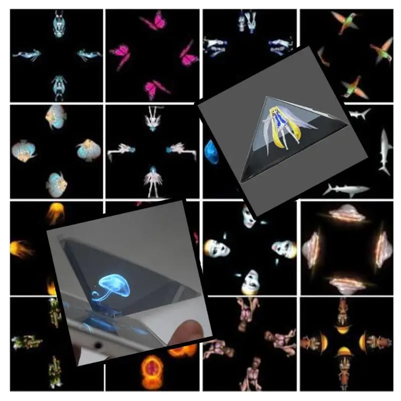 ALLOET المحمول الهاتف 3D جهاز عرض هولوجرام عرض الإعلان هولو مربع اللوحي معرضا التصوير المجسم فيلم الهرم ل فون سامسونج