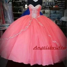 ANGELSBRIDEP пышное платье для 15 лет модное розовое с вышивкой в пол женское милое 16 платье дебютантное платье