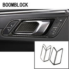 4 шт., наклейки из углеродного волокна для стайлинга автомобилей, ремонт для Porsche Macan, внутренние дверные ручки, аксессуары для рамы чаши