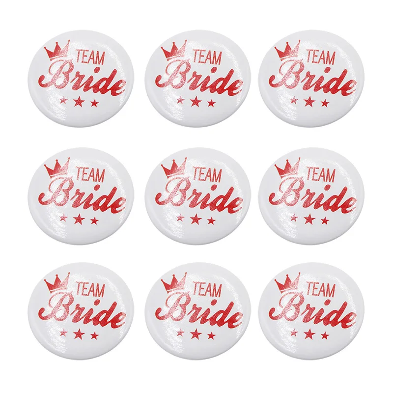 

10pcs Team Bride Badge Pin Bachelorette Party Bridal Shower Wedding Decorations Hen Night Bride to be Party Accessories