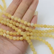 5 шт. свободные бусины 6 мм топаз нефрит желтый круглый 1" для DIY ювелирных изделий FPPJ бусины натуральный драгоценный камень