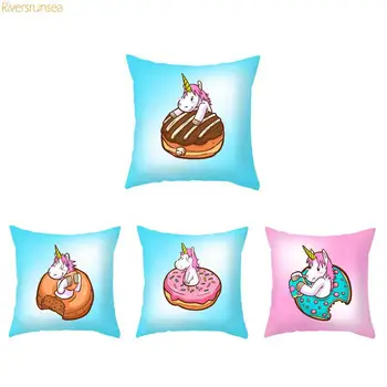 

Cute Unicorn Cushion Cover Donut Chocolate Biscuits Cookie Hamburger Sweet Cartoon Plush Pillow Case For Kids Birthday Supplies