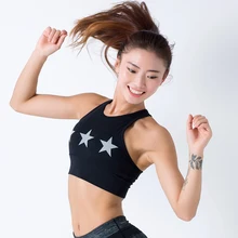 EF спортивный топ, бюстгальтер для йоги, бега, Женский Топ для фитнеса, жилет, светоотражающий принт со звездой, мягкий пуш-ап, бюстгальтеры для йоги, Спортивное нижнее белье для бега, черный