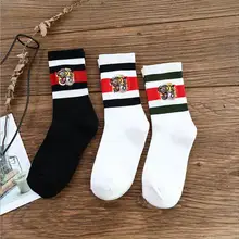 Новая волна личности три полосы чистый белый повседневные спортивные Нескользящие хлопковые мужские и женские уличные скейтборд пара носков