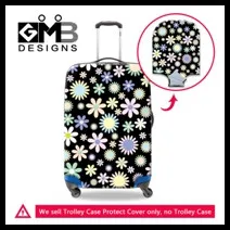 -4 Big Floral Print Suitcase Cover Elastic Spandex Travel Bag Accessories Anti-Scratch Luggage Cover for 18-30 Trolley Suitcase