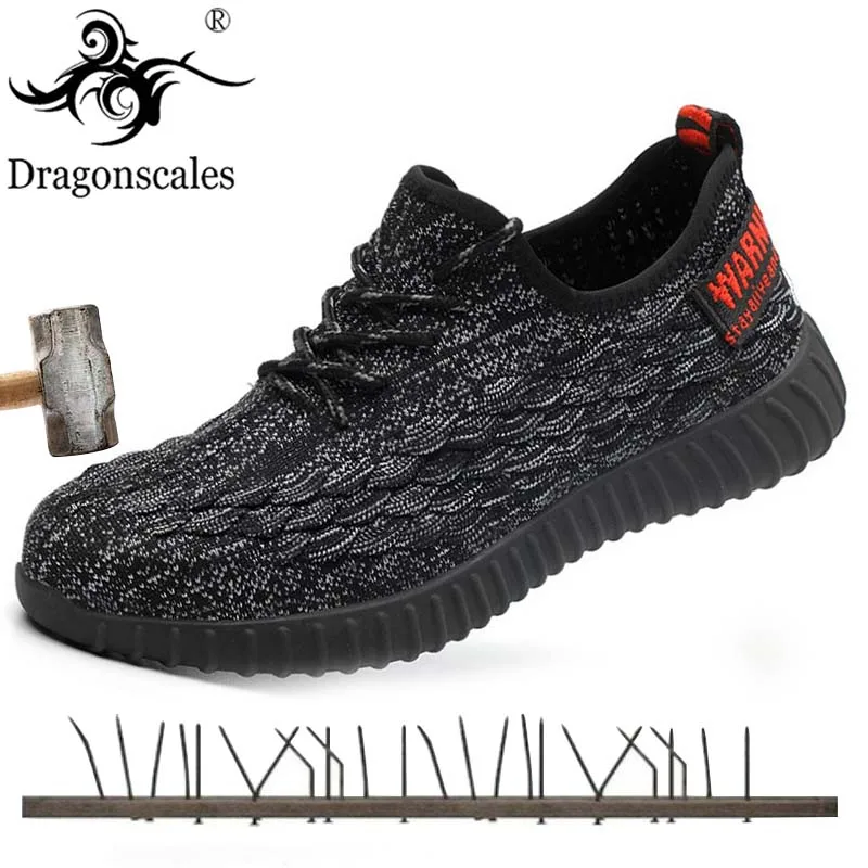 

Summer 2019 Men Steel Toe Work Safety Shoes Lightweight Breathable Black Casual Sneaker Prevent piercing Protective Work boots