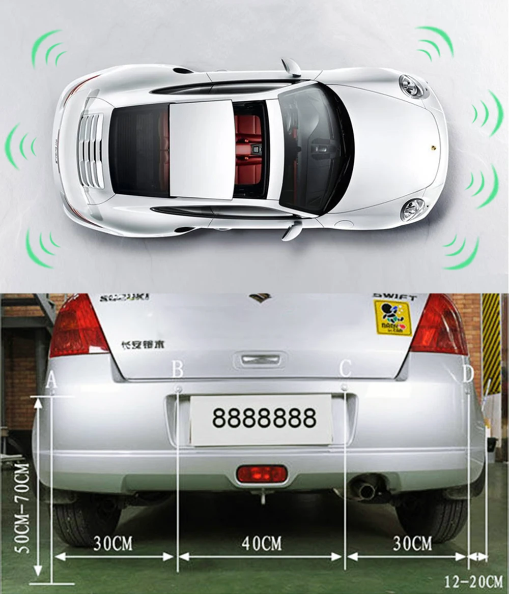 Автомобильный парктроник светодиодный датчик парковки с 4 датчиками s обратный резервный парковочный Радар монитор Автомобильный детектор зуммера дисплей системы