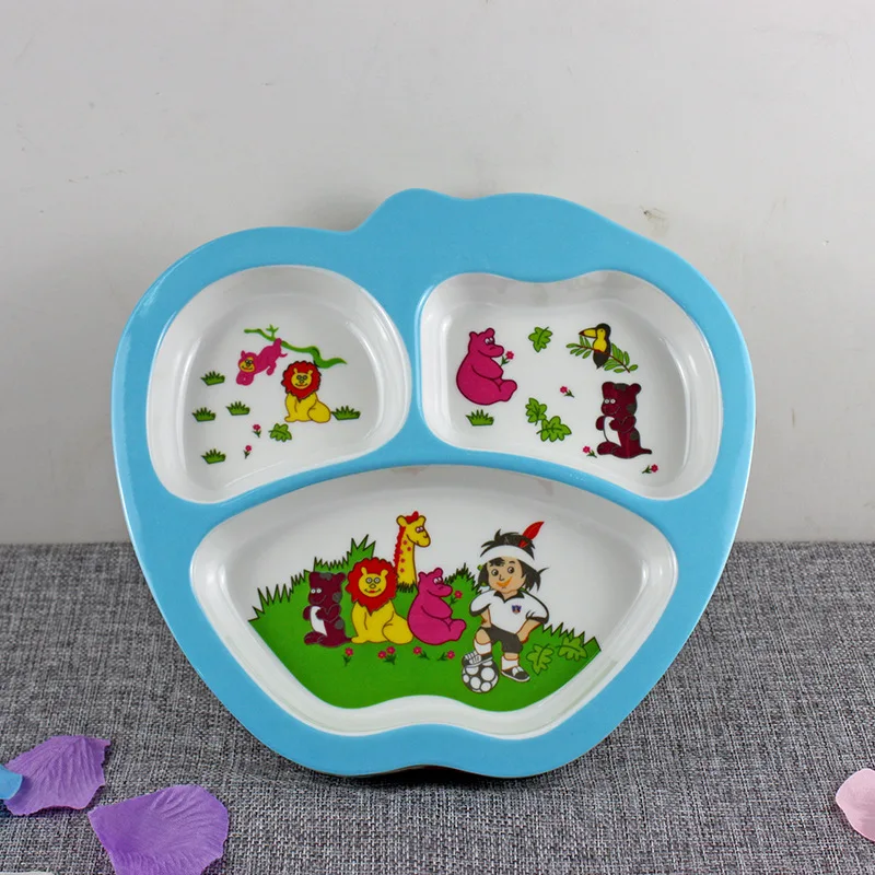 New Melamine Baby Infant Cute Apple Shape Feeding Plate Fruit Snack