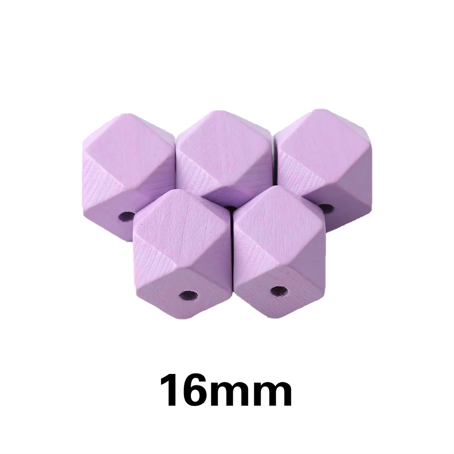 Mamihome 50 шт. 16 мм 20 мм деревянные шестигранные бусины для детей конфеты цвет зубцы из древесины игрушки DIY ожерелье для браслетов, детских прорезывателей - Цвет: 16mm Candy Purple