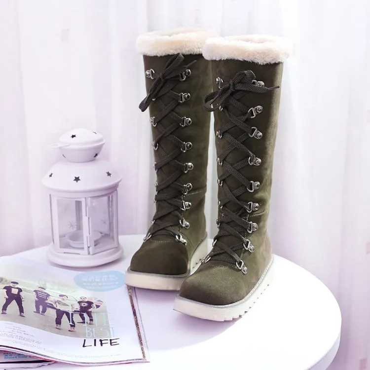 

Big Size 9 10 11 12 thigh high boots knee high boots over the knee boots boots women ladies boots Willow cross binding flaps