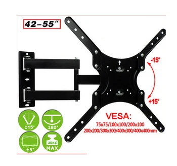 

42-55" TV Mount Bracket Retractable Full Motion 3Arms LCD Wall Mount VESA 400mm