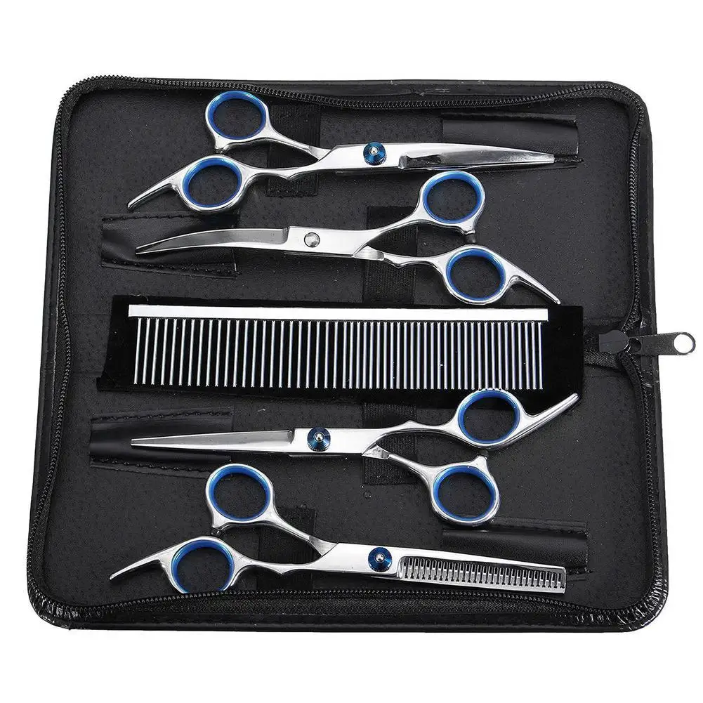Brush and Scissors with Name Blue Set Comb
