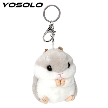 

YOSOLO Car Key Ring Cute Hamster Decoration Baubles Pendant Keychain Plush toys Animal Dolls Keyring Lovely Key Chain