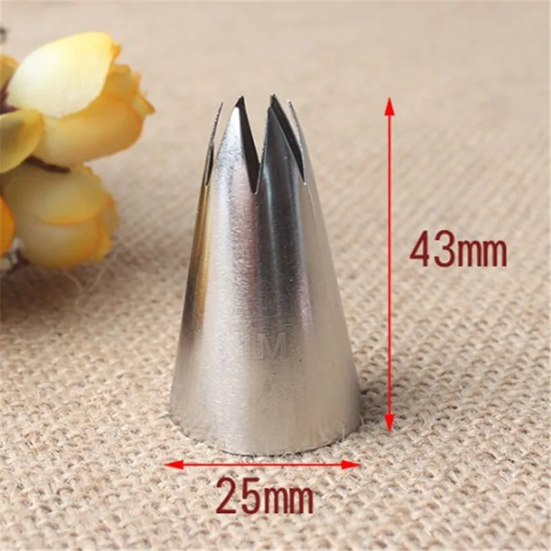 SEAAN#1M Stainless Steel Nozzle Open Star Tip Pastry Cookies Tools Icing Piping Nozzles Cake Decorating Cupcake Creates Drop