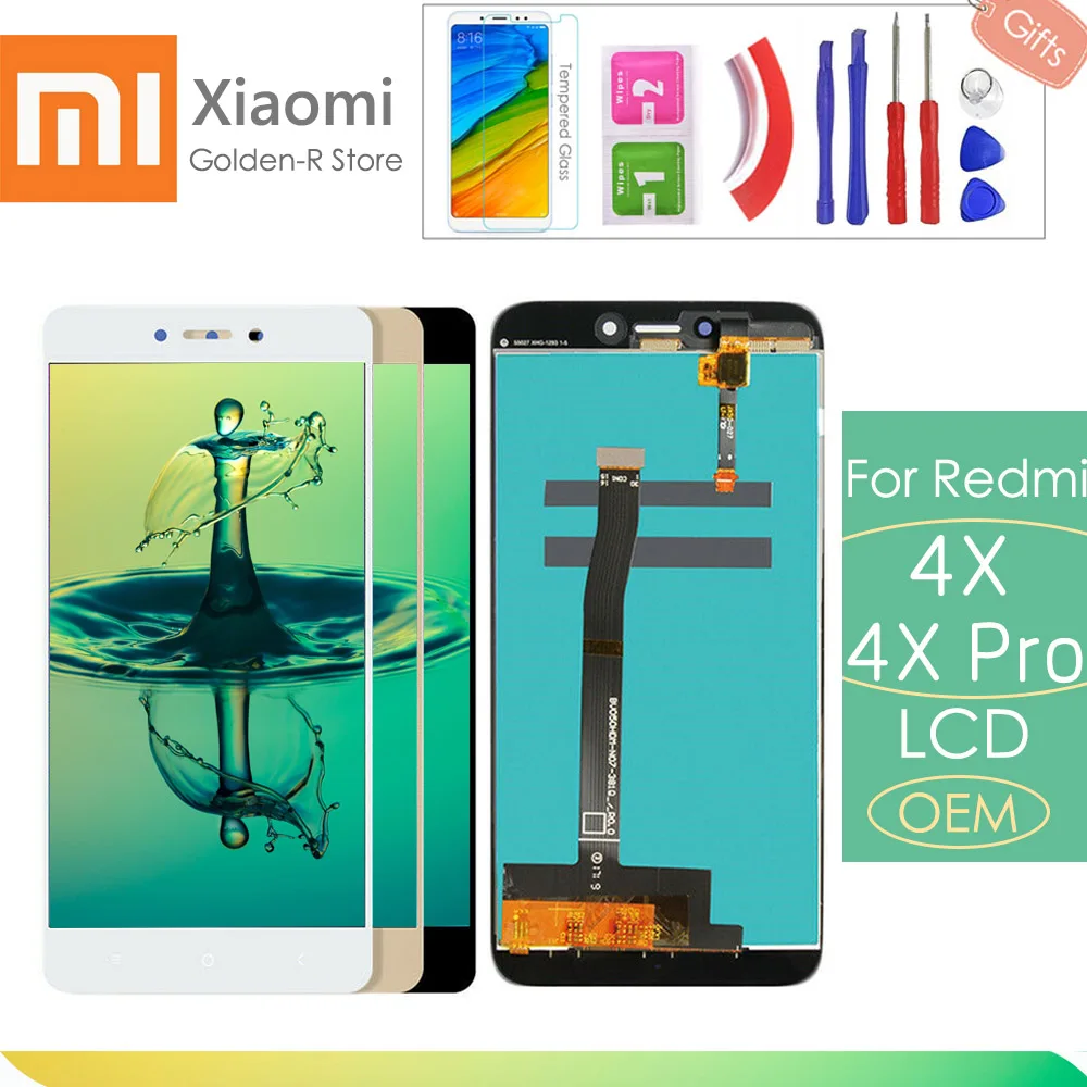 5," для Xiaomi Redmi 4X ЖК-дисплей кодирующий преобразователь сенсорного экрана в сборе Замена с рамкой для Xiaomi Redmi 4X Pro Prime+ подарки