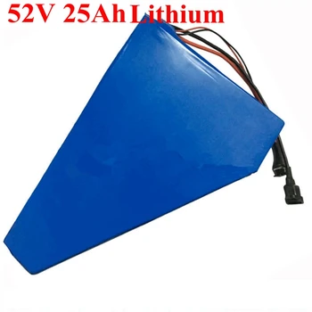 

51.8V 25AH lithium Triangle battery 52V 25ah li ion 18650 BMS 14S for 48v 1500W Electric Bicycle battery + bag + 5A charger
