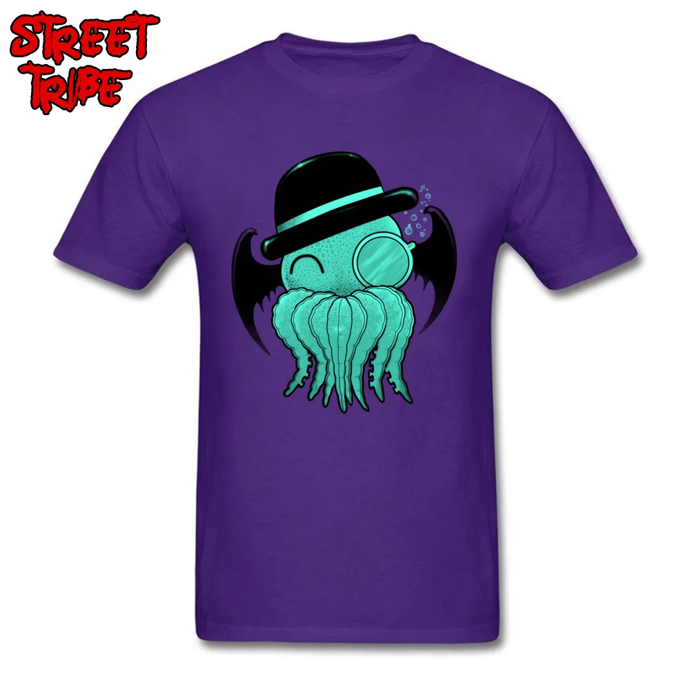 Cutethulhu Group Tops Shirts Short Sleeve for Male 100% Cotton Fabric Summer Fall Round Collar T Shirt Printed T-shirts Dominant Cutethulhu purple