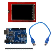 UNO R3 MEGA328P Board com 2.4 Polegada TFT Touch Módulo Tela LCD Para Arduino