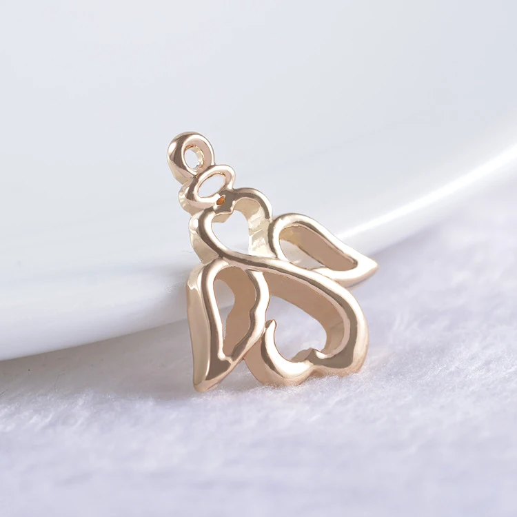

10PCS 20x16MM 24K Champagne Gold Color Plated Brass Angel Charms Pendants High Quality Diy Jewelry Accessories