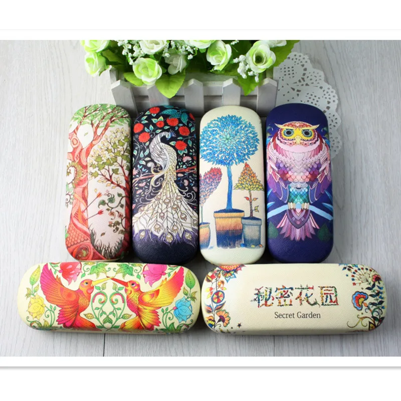 

LIUSVENTINA Hot Story Cute Secret Garden Owl Tree Peacock Dandelion Frame Glasses Box Sunglasses Case Gift for Girls and Friends