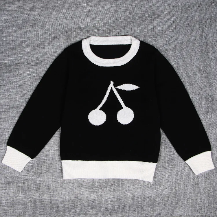 Осень-зима; свитера с рисунком вишни для девочек; ; желтый и черный свитер для малышей; детская теплая одежда; зимняя хлопковая одежда для мальчиков