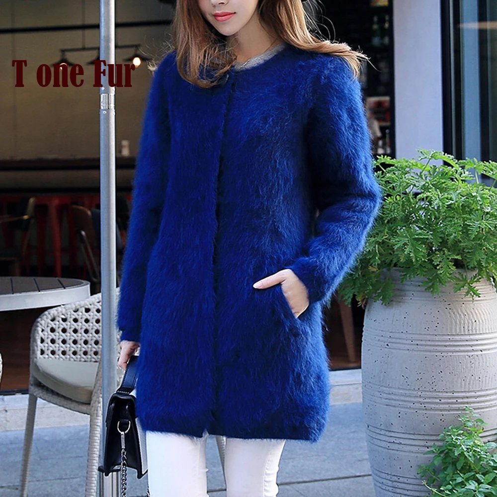 

100% Genuine Mink Cashmere Coat Real Mink Cashmere Cardigans Nature Pure Mink Fur Sweaters Factory Customize Wholesale KFP910