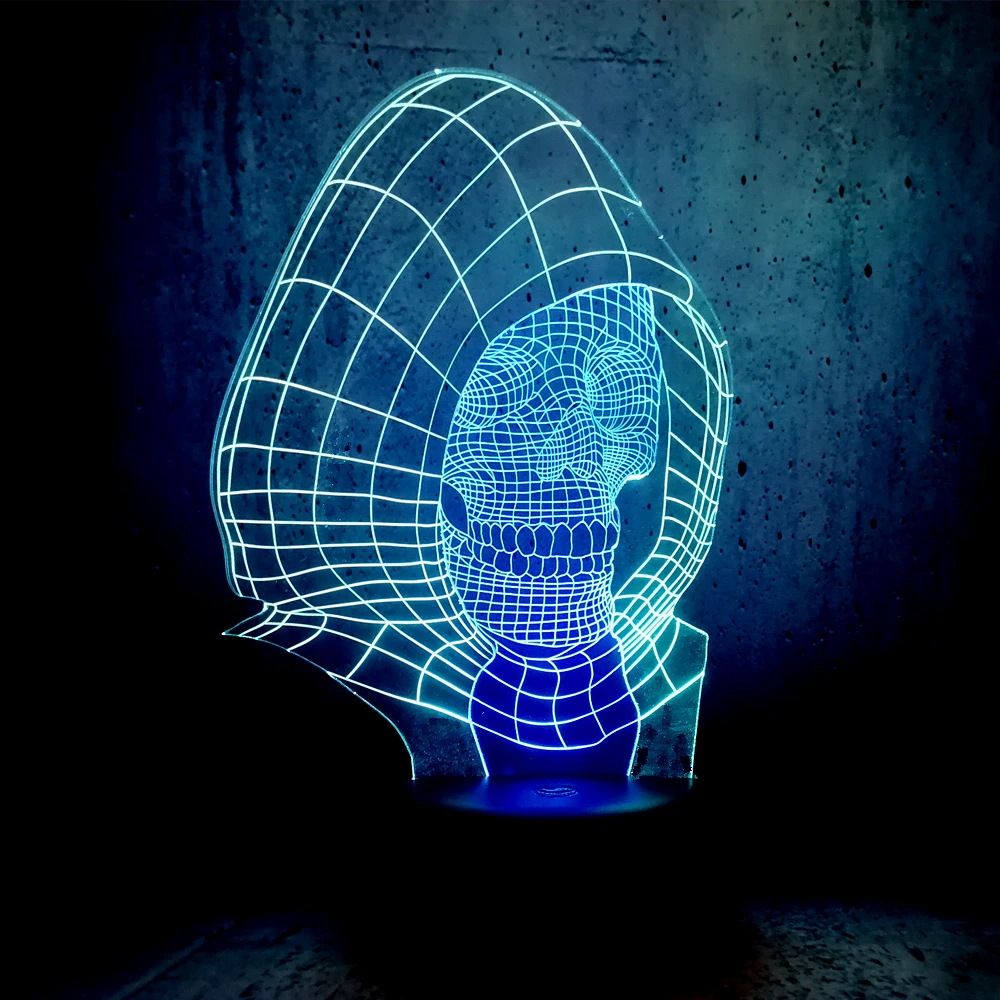 Новый Каратель Череп 3D лампа смешанный цвет многоцветный USB светодиодный ночник