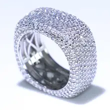 Роскошные ювелирные изделия топ продаж 925 пробы стерлингового серебра проложить белый прозрачный 5A кубический цирконий вечность квадратное кольцо свадебное кольцо