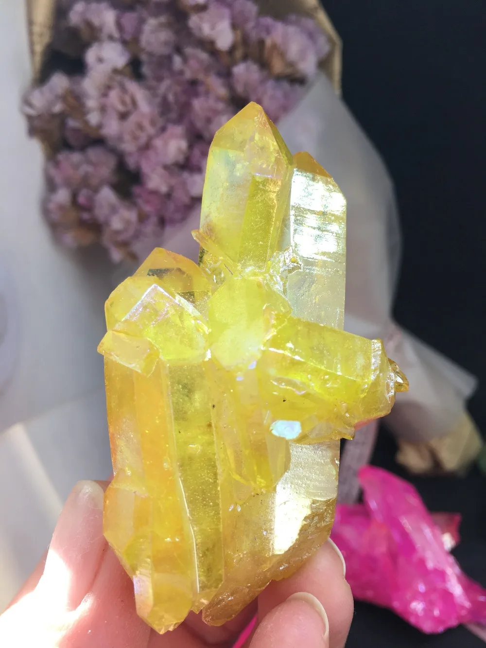 

PRETTY Aura Quartz Crystal Bismuth Titanium Silicon Clusters SPECIMEN