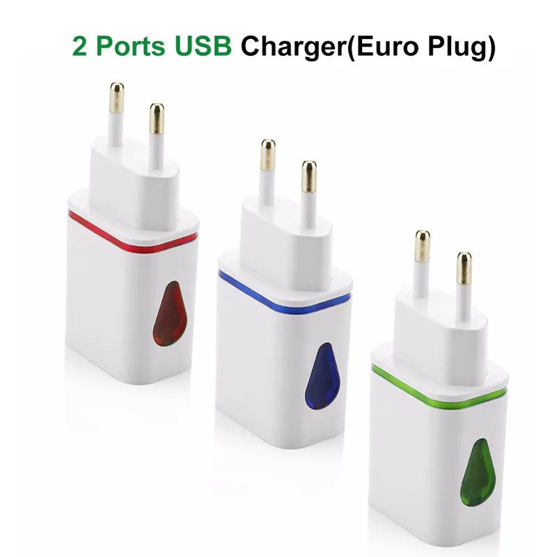 5 فولت 2.1a الاتحاد الأوروبي التوصيل قطرة الماء المزدوج usb السفر الحائط الرئيسية ac شاحن محول السيارات سريع شحن محول شاحن الهاتف المحمول ل فون