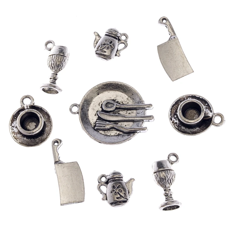 

10pcs Retro Style Silver Alloy Tableware Coffee Cups Cup Flagon Mixing Charm Pendant Jewelry Findings DIY Ne309