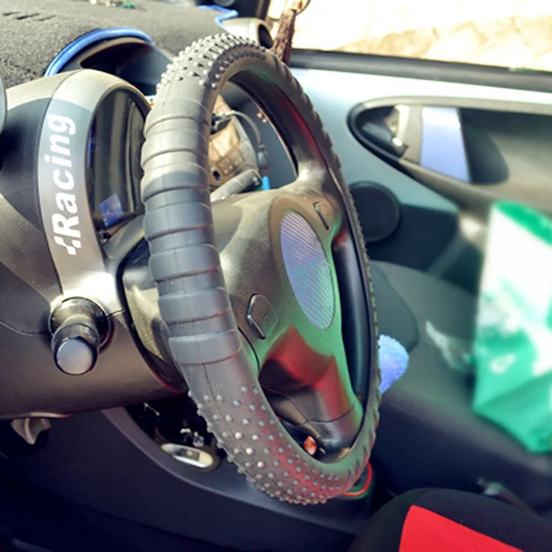 gray car sillicon steering wheel cover