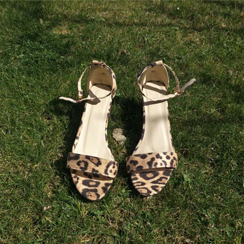 

Leopard Print Women Sandals Summer Shoes Chunky High Heels Party Dress Sandals Yellow Red Sandals Big Size Zapatos Mujer
