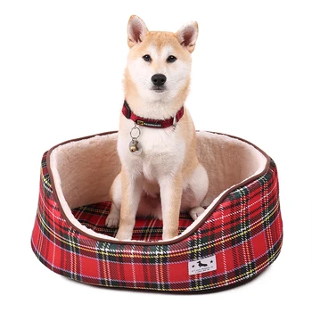 

New Arrival Super Soft Dog Cat Bed Removable Plaid Cushion Comfortable Warming Winter Nest Bed Pet Product Wholesale