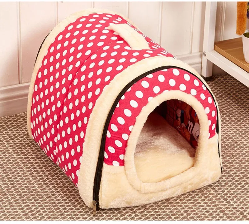 2 в 1 теплое складное гнездо для кошек и собак с ковриком складная кровать для домашних животных домик для кошек для маленьких средних собак дорожная сумка для домашних животных
