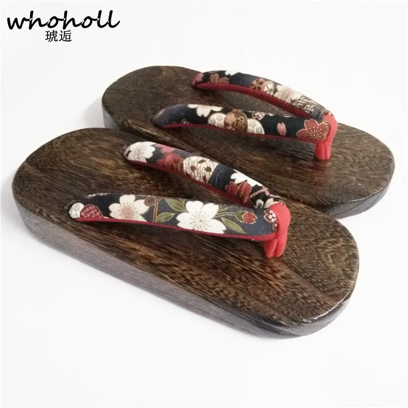 

WHOHOLL New Arrivals 2018 Summer Women's Sandals Round Toe Wooden Heel Slippers Japanese Geta Clogs Flip-flops Wedge Sandals
