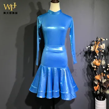 

2019 New Girls Lace Ballroom And Latin Dance Dresses For Sale Cha Cha Rumba Samba Jive Long Sleeves Children Teen Latin Dress