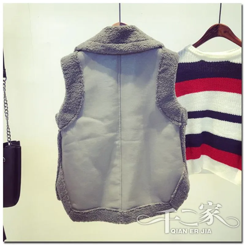 Thick Biker Jacket Vest Women Autumn Winter Sleeveless Lamb Fur Jacket Waistcoat Women Casual Faux Fur Coat Female Vest NS723