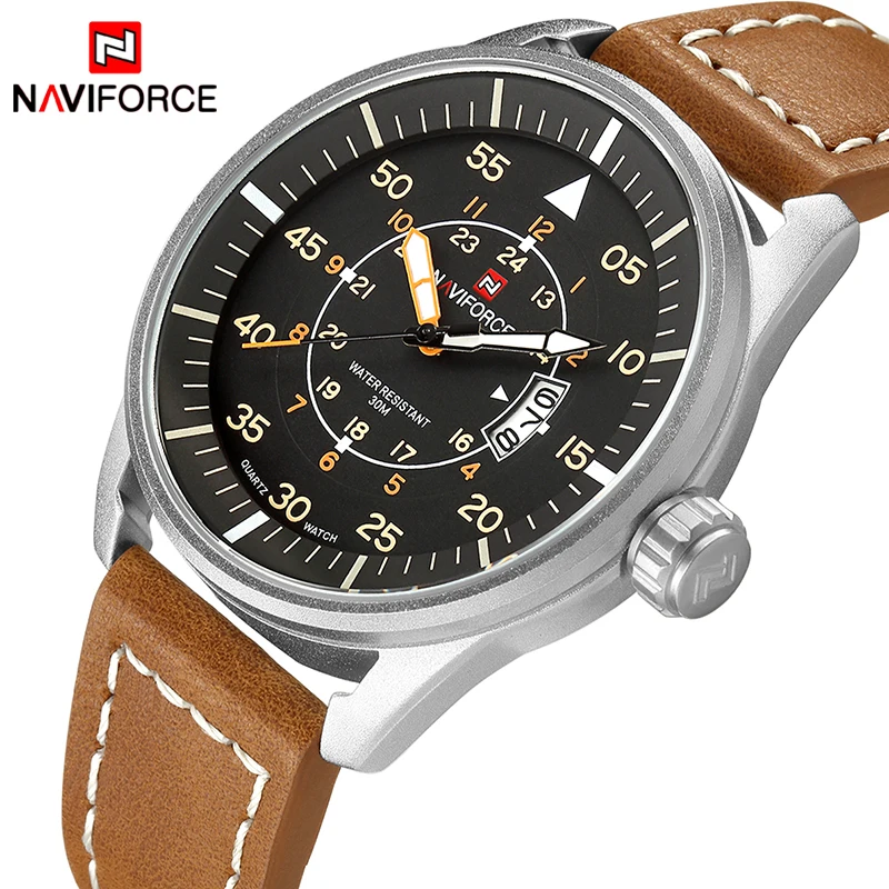 

2018 NAVIFORCE Top Brand Luxury Men Leather Army Military Watches Men's Quartz Date Clock Male Fashion Casual Sport Wrist Watch