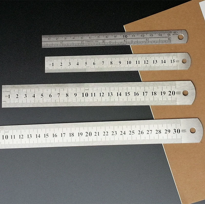 Швейная Лапка для шитья 15-30 см из нержавеющей стали, металлическая прямая Линейка, инструмент, прецизионный двухсторонний измерительный инструмент