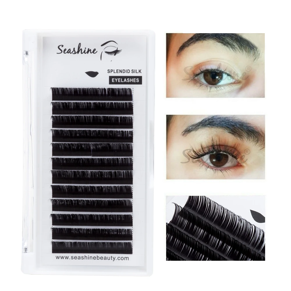 

Seashine 12 Lines Mink False Eyelashes Volume Lashes Easy Fans Individual Eyelash Extension Natural Black Mink Individual Lash