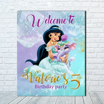 

custom princess Jasmine happy birthday baby child photo background photography backdrops quality vinyl