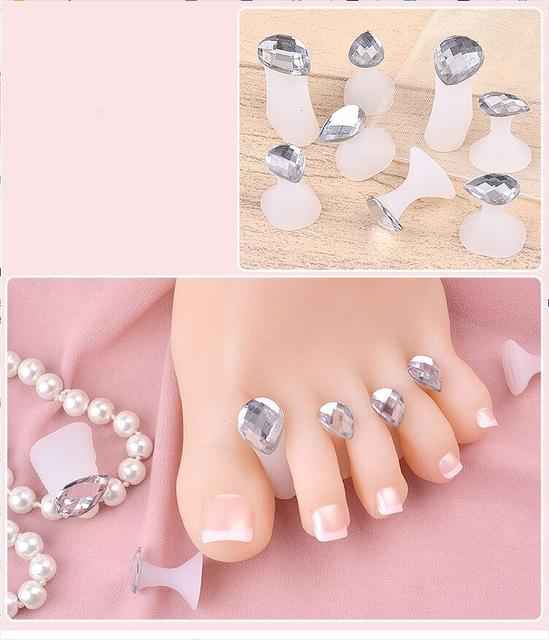 Pcs/Pack Toe Separator Cute Soft Silicone Toes Lock Tools Daisy Heart Shaped Rhinestones Nail Art Japanese Style