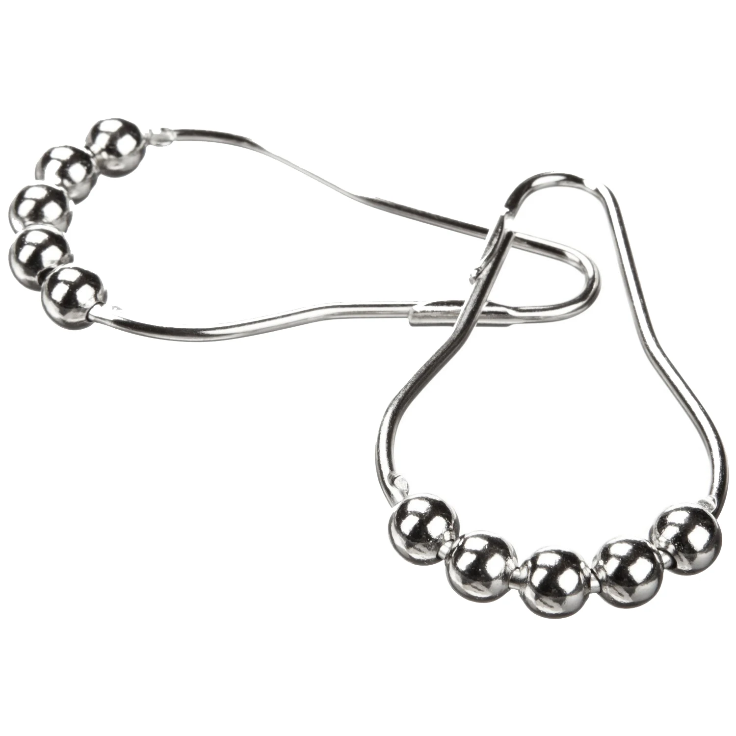 Polished Satin Nickel Ball Shower Curtain Rings 5 Roller Balls Curtain