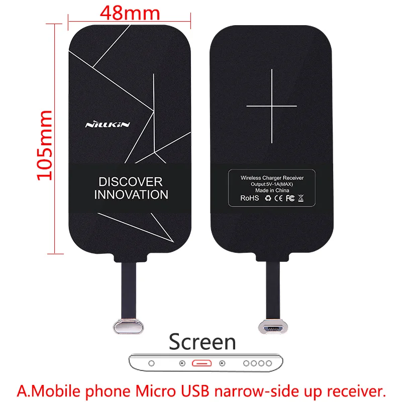 Nillkin Волшебные метки QI беспроводной зарядный приемник Micro USB/type C адаптер для iPhone 5S, SE 6 6S 7 Plus Mi5 Mi5s Plus mate 9 - Тип штекера: for micro USB A